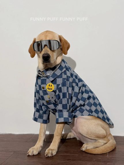 Denim Shirt cowboy Pet Shirt Big Dog Clothes for Large Medium Dog