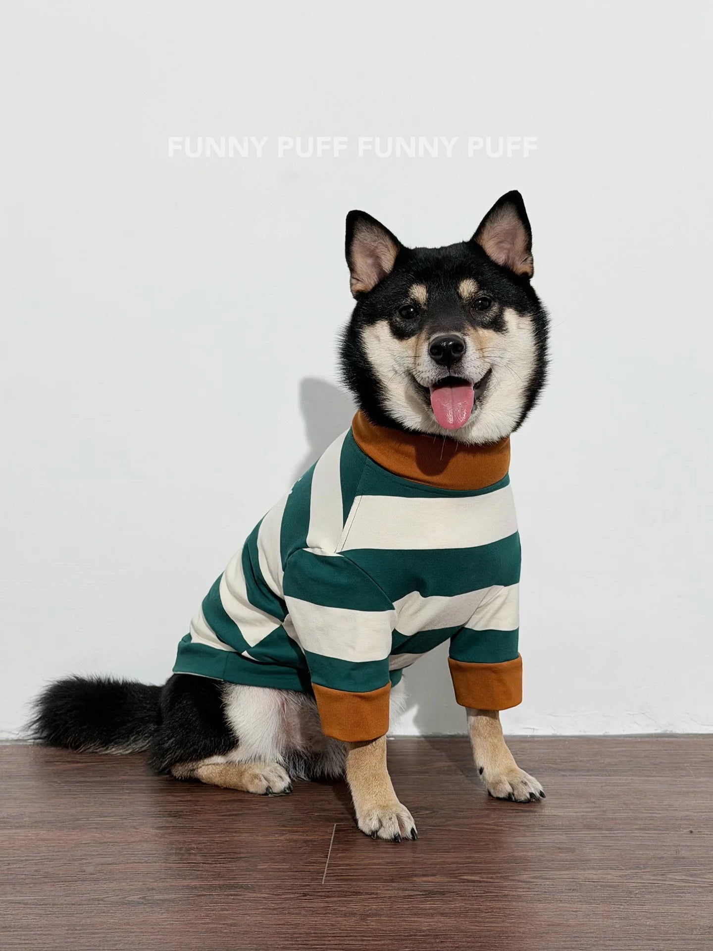 Green White Striped Dog Sweater for Medium. Large Dogs - 图片 5